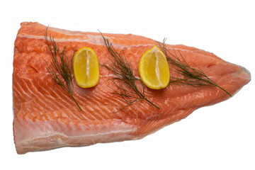 fresh salmon steak with lemon