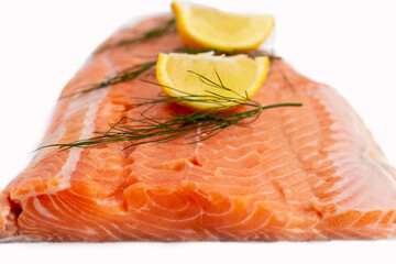 fresh salmon steak with lemon