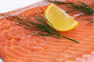 fresh salmon steak with lemon