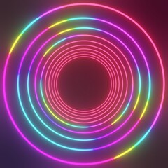 3d glowing magic circle frame. Glowing neon fire wave.