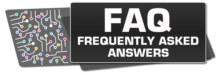 FAQ - Frequently Asked Questions Dark Colorful Circuit Side Rounded Squares 