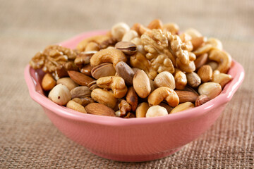Cashews, pistachios, almonds, walnuts, hazelnuts. Mixed nuts.