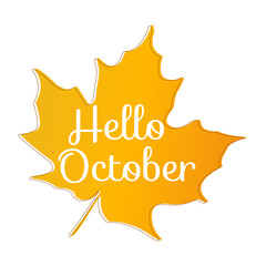 Hello October quote in orange maple leaf
