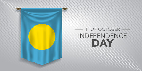 Palau independence day greeting card, banner, vector illustration