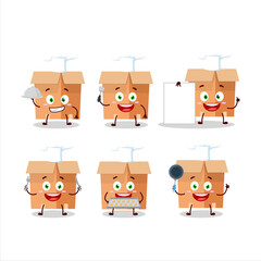 Cartoon character of office boxes with various chef emoticons