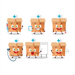 Doctor profession emoticon with office boxes cartoon character