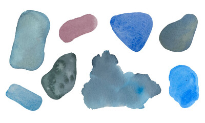 Watercolor vector hand drawn elements, dusty splotches.