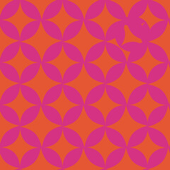 Fuchsia orange retro figure repeat pattern print background