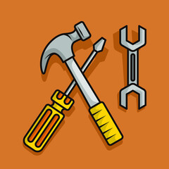 tools for garage and engineer cartoon illustration design vector
