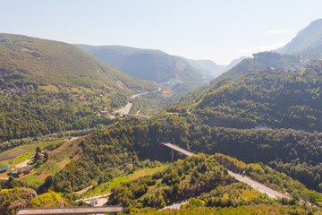 Obraz premium Road in the mountains near the city of Sarajevo. Bosnia and Herzegovina