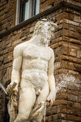 Fototapeta premium Fountain of Neptune (Roman God) by Bartolomeo Ammannati 1560-1565, Piazza della Signoria, Florence, UNESCO world heritage site,Tuscany, Italy, Europe