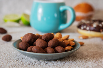 appetizing composition with nuts and chocolate