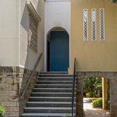stairway to classic design arched portico entrance