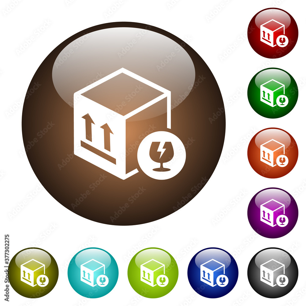 Poster fragile package color glass buttons