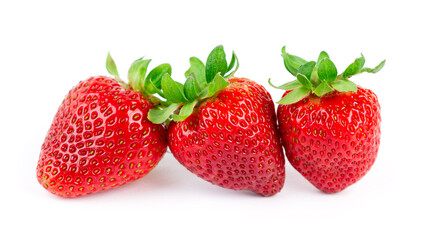 Strawberry on white background. Fresh sweet fruit closeup