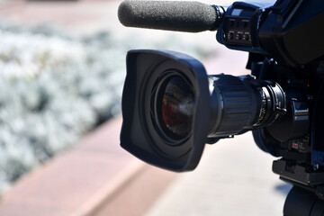 camera, video, lens, film, isolated, digital, television, equipment, professional, movie,...