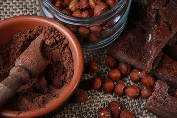 appetizing composition with nuts and chocolate