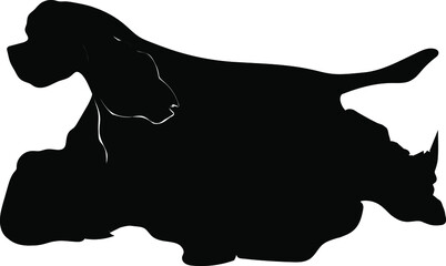 American cocker spaniel dog in trot movement vector illustration silhouette 