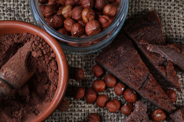 appetizing composition with nuts and chocolate