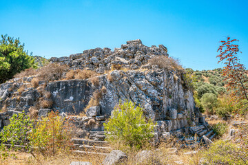 Fototapeta na wymiar The Belevi Mausoleum, also known as the Mausoleum at Belevi is a Hellenistic monument tomb located in Turkey.