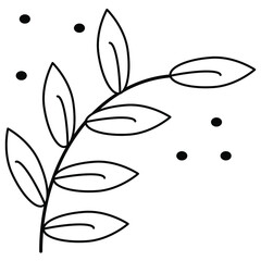 Monochrome twig in doodle style. Aumumn symbol. Vector illustration. 