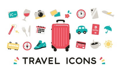 Trip icons set / simple / buttons / cute