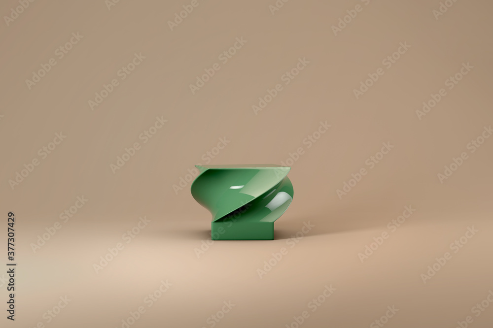 Canvas Prints 3d render green podium on beige background. 3d rendering. place for product