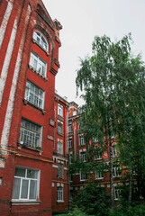 Red brick building in Dvor Proletarki district in Tver in Russia