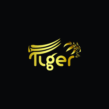 gold tiger paw logo design isolated in black