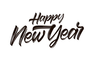 Fototapeta premium Vector Handwritten textured brush paint lettering of Happy New Year.