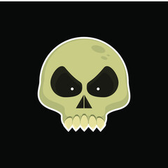 vector illustration of the cursed skull, Halloween sticker