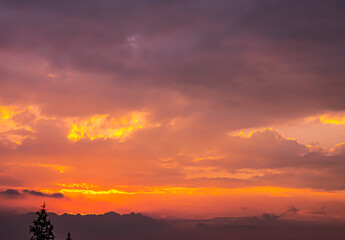 Sunset sky over Trebevic Mountain