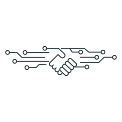 
Vector illustration. Handshake robots. Artificial Intelligence .