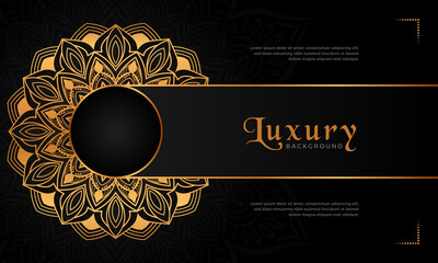Luxury mandala background with floral ornament pattern. Hand drawn gold mandala design. Vector mandala template for decoration invitation, cards, wedding, logos, cover, brochure, flyer, banner.
