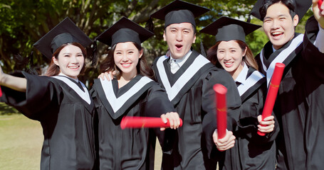 group happy graduate students