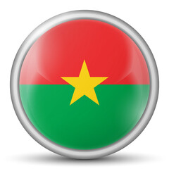 Glass light ball with flag of Burkina Faso. Round sphere, template icon. National symbol. Glossy realistic ball, 3D abstract vector illustration highlighted on a white background. Big bubble.