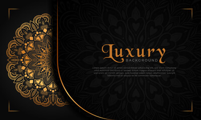 Luxury mandala background with floral ornament pattern. Hand drawn gold mandala design. Vector mandala template for decoration invitation, cards, wedding, logos, cover, brochure, flyer, banner.