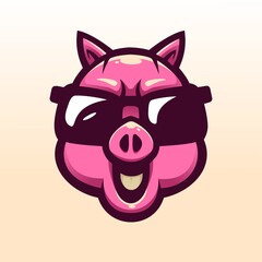 pig mascot logo design vector with modern illustration concept style for badge, emblem and t shirt printing. Pig wearing glasses