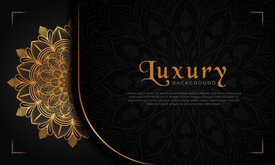 Luxury mandala background with floral ornament pattern. Hand drawn gold mandala design. Vector mandala template for decoration invitation, cards, wedding, logos, cover, brochure, flyer, banner.