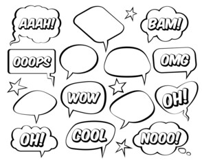 Set of comic speech balloons on white background. Vector Illustration and graphic elements.