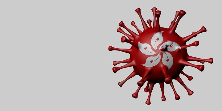 Hong Kong flag in virus shape.