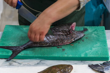 fresh fish in the Livramento market, Setubal, Portugal