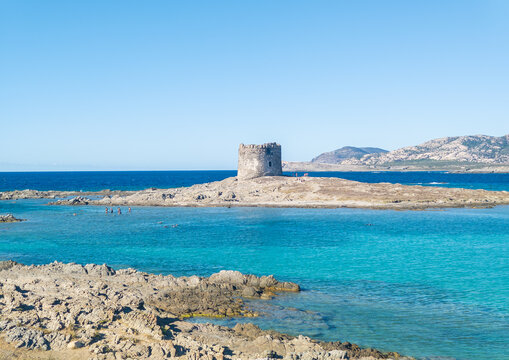 Stintino (Italy) - One of the most popular sandy beaches in Italy, 'La Pelosa', in Sardegna island, province of Sassari, in the Asinara sea national park