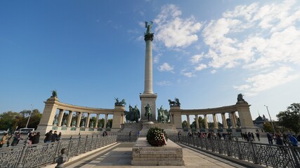 Fototapeta na wymiar Millennium Monument in Heroes' Square of Budapest