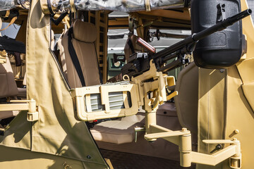 heavy machine gun mounted on a car for shooting from a car