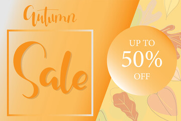 Banner with Autumn sale brush hand lettering text
