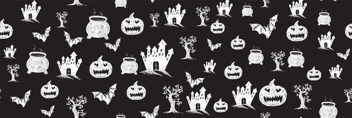 Halloween symbols hand drawn illustrations	
