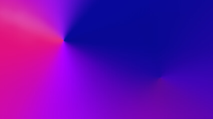 Abstract soft pink, purple and blue background with radial gradient. Modern background with a cone-shape radial gradient in 4k resolution. Copy space.