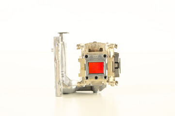 Close-up of projector parts