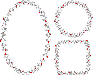 vector cartoon kids with heart shape border